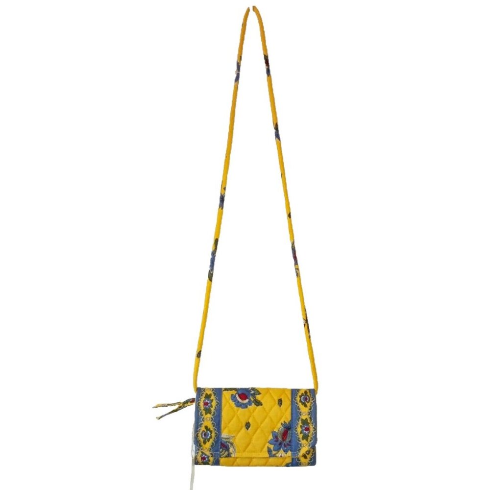 VERA BRADLEY NWT French Yellow Quilted Floral Fabric Wallet Crossbody 022506